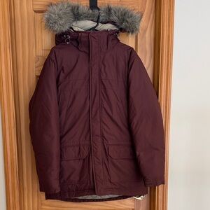EUC Men's L.L. Bean Goose Down Baxter State Parka Thick Jacket, Maroon, sz M